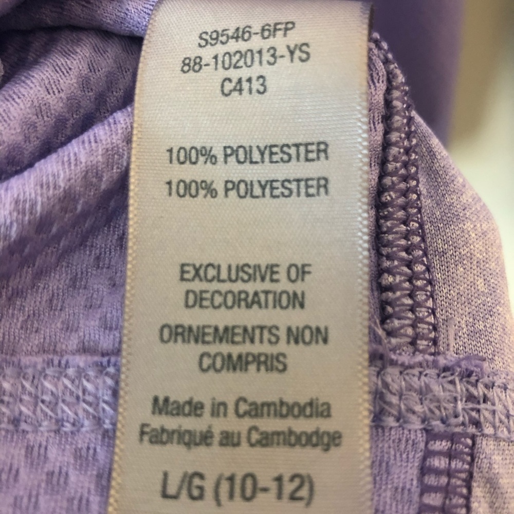 C9‎ Champion Lilac Purple Quarterzip Girls Large 10 12 - Picture 7 of 8